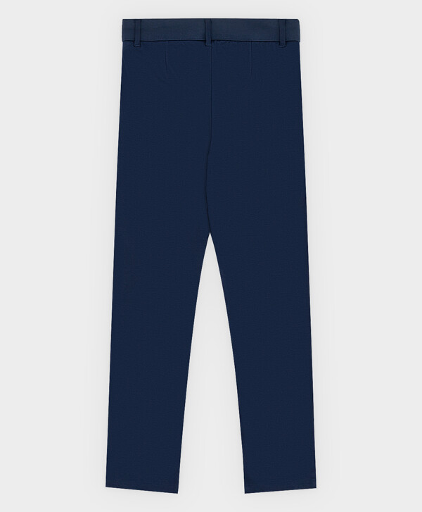 Брюки классические из трикотажа прямого кроя синие Button Blue