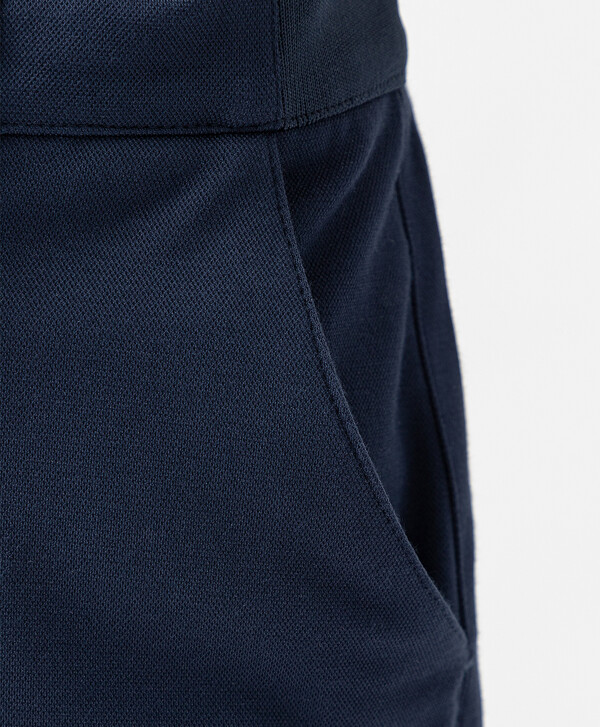 Брюки классические из трикотажа прямого кроя синие Button Blue