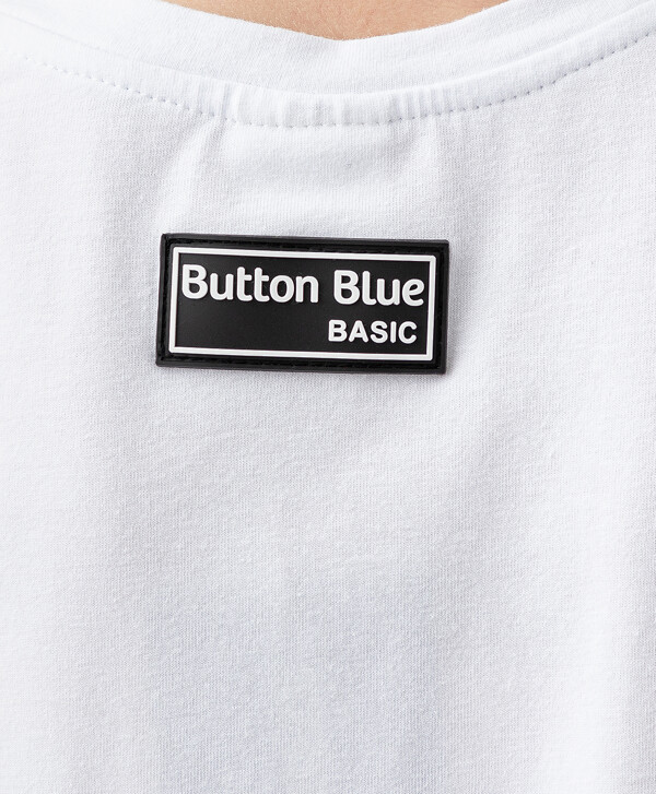 Футболка со спущенным рукавом и принтом белая Button Blue