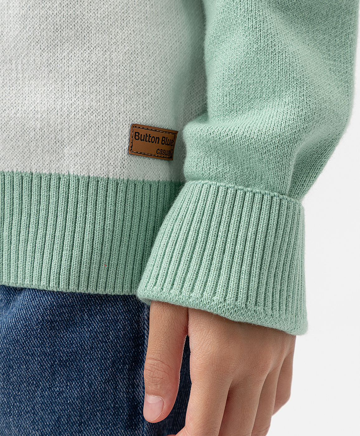 Джемпер хлопковый зеленый Button Blue