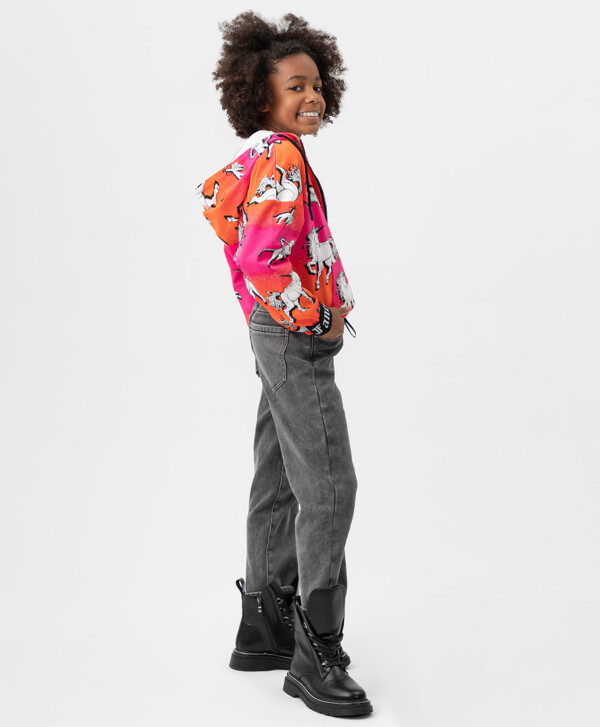 Джинсы mom fit с флисовой подкладкой серые Button Blue