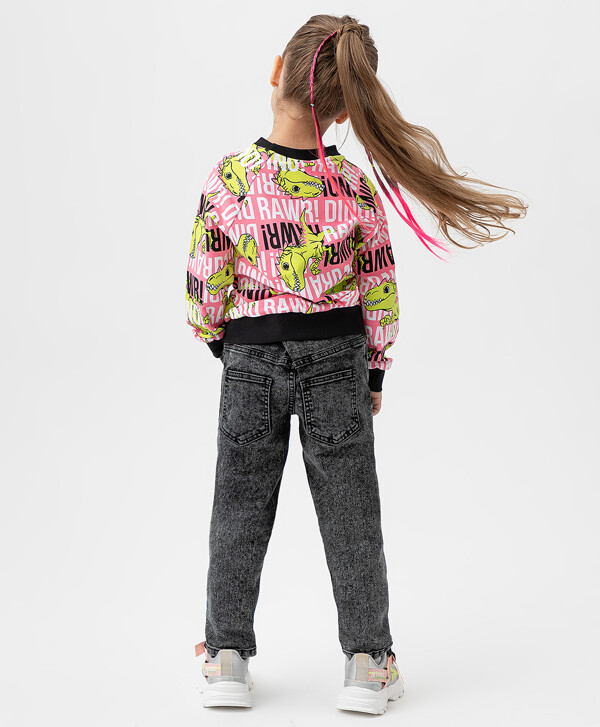 Джинсы mom fit с декором серые Button Blue