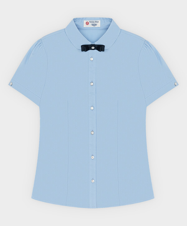 Блузка с коротким рукавом голубая Button Blue