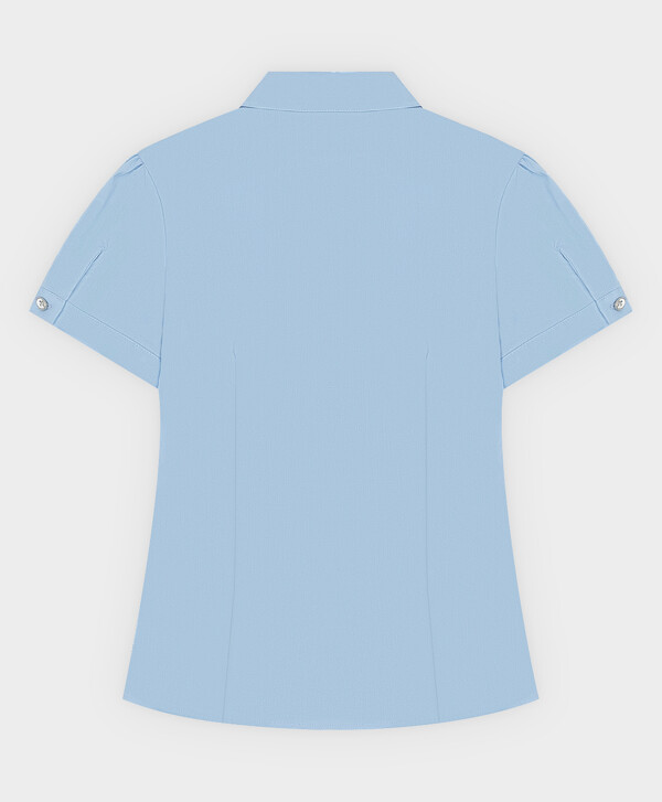Блузка с коротким рукавом голубая Button Blue