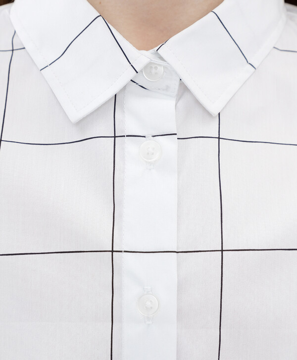 Блузка белая в клеточку Button Blue