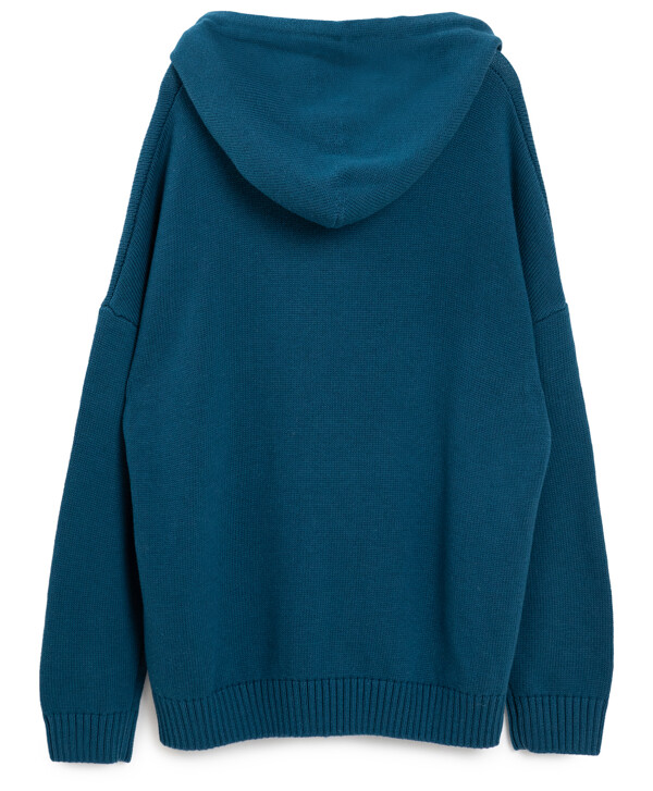 Джемпер вязаный с капюшоном синий Button Blue