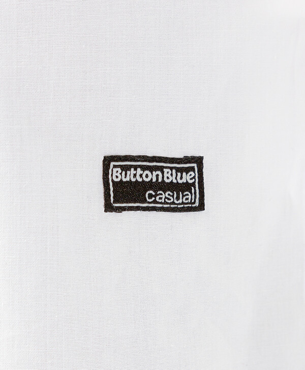 Рубашка с текстовым принтом на кнопках белая Button Blue
