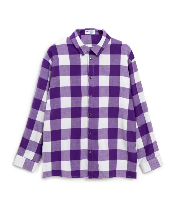Рубашка в клетку фиолетовая Button Blue
