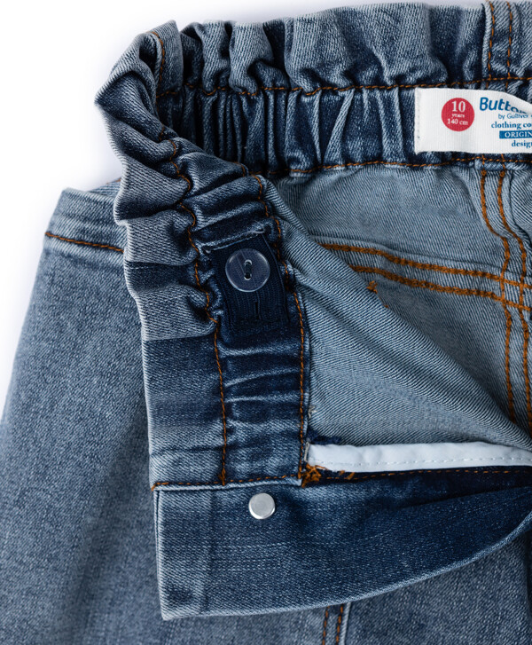 Джинсы с поясом на резинке синие Button Blue