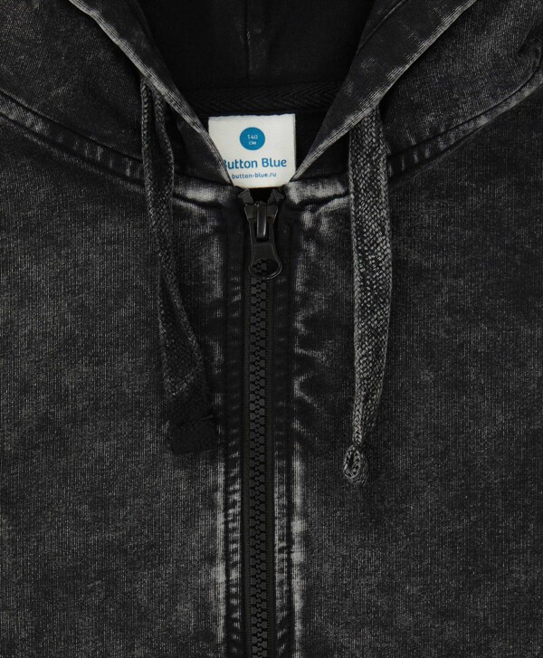 Худи на молнии с эффектом потертости серое детское Button Blue