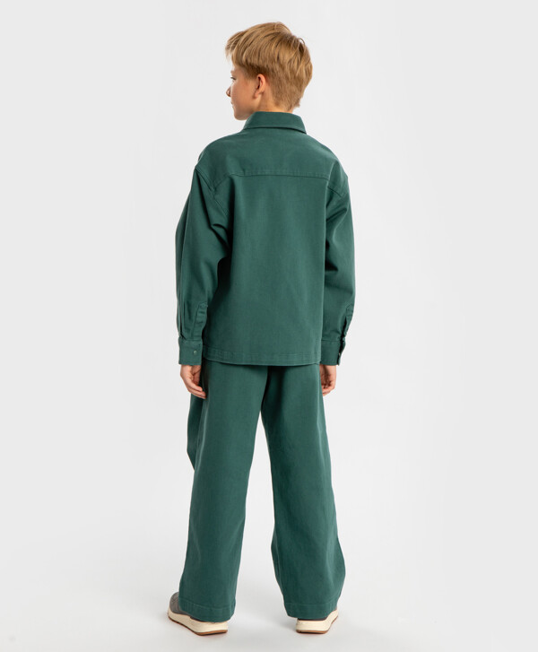 Брюки прямые Straight fit с поясом на резинке зеленые детские Button Blue