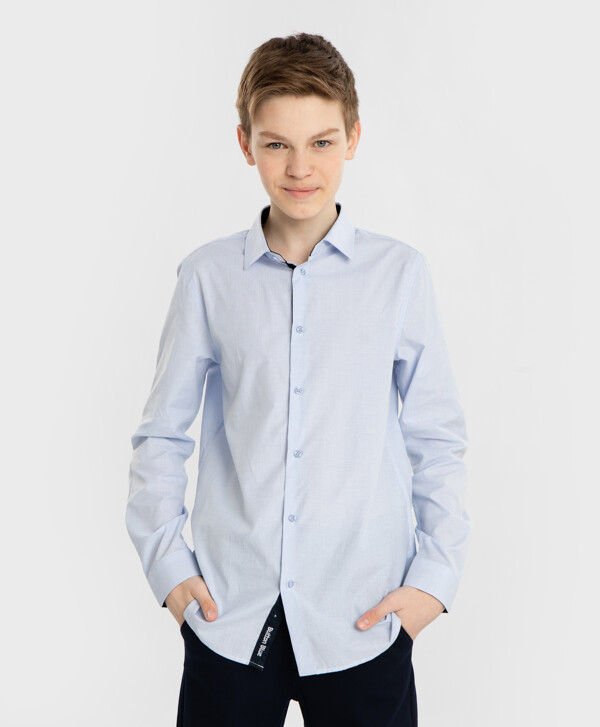 Сорочка с синей планкой голубая Button Blue