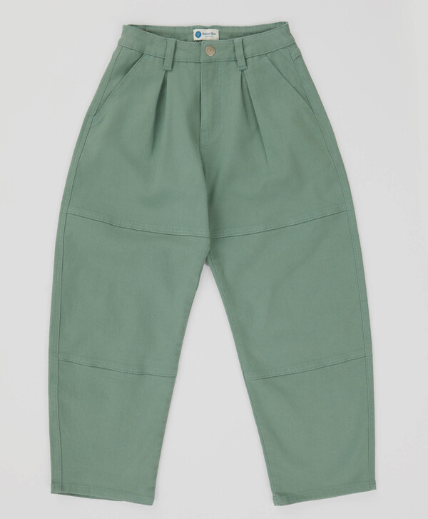 Джинсы свободные Baggy с защипами зеленые детские Button Blue