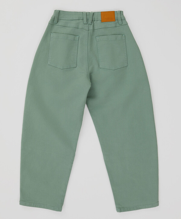 Джинсы свободные Baggy с защипами зеленые детские Button Blue