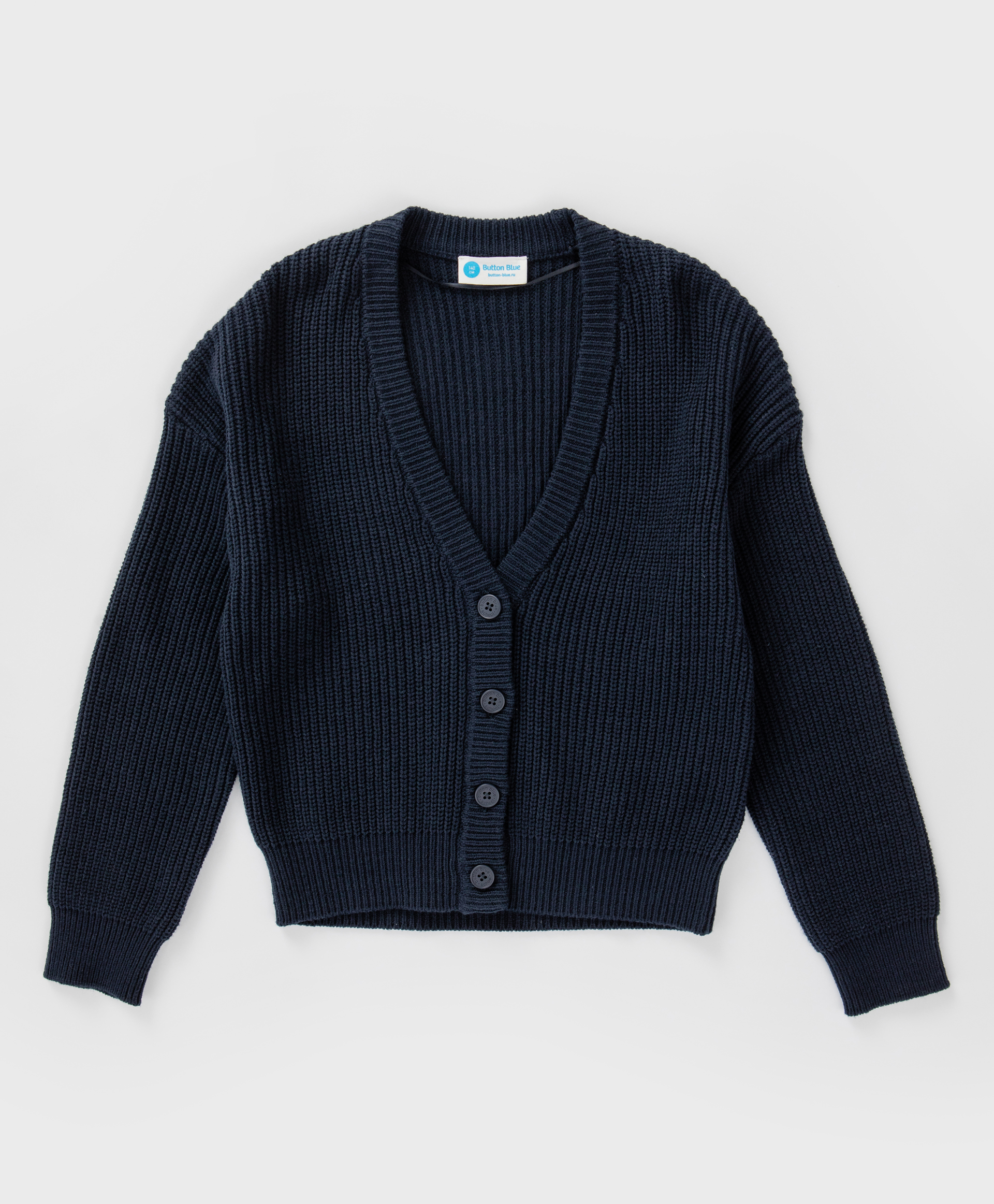 Кардиган укороченный синий Button Blue