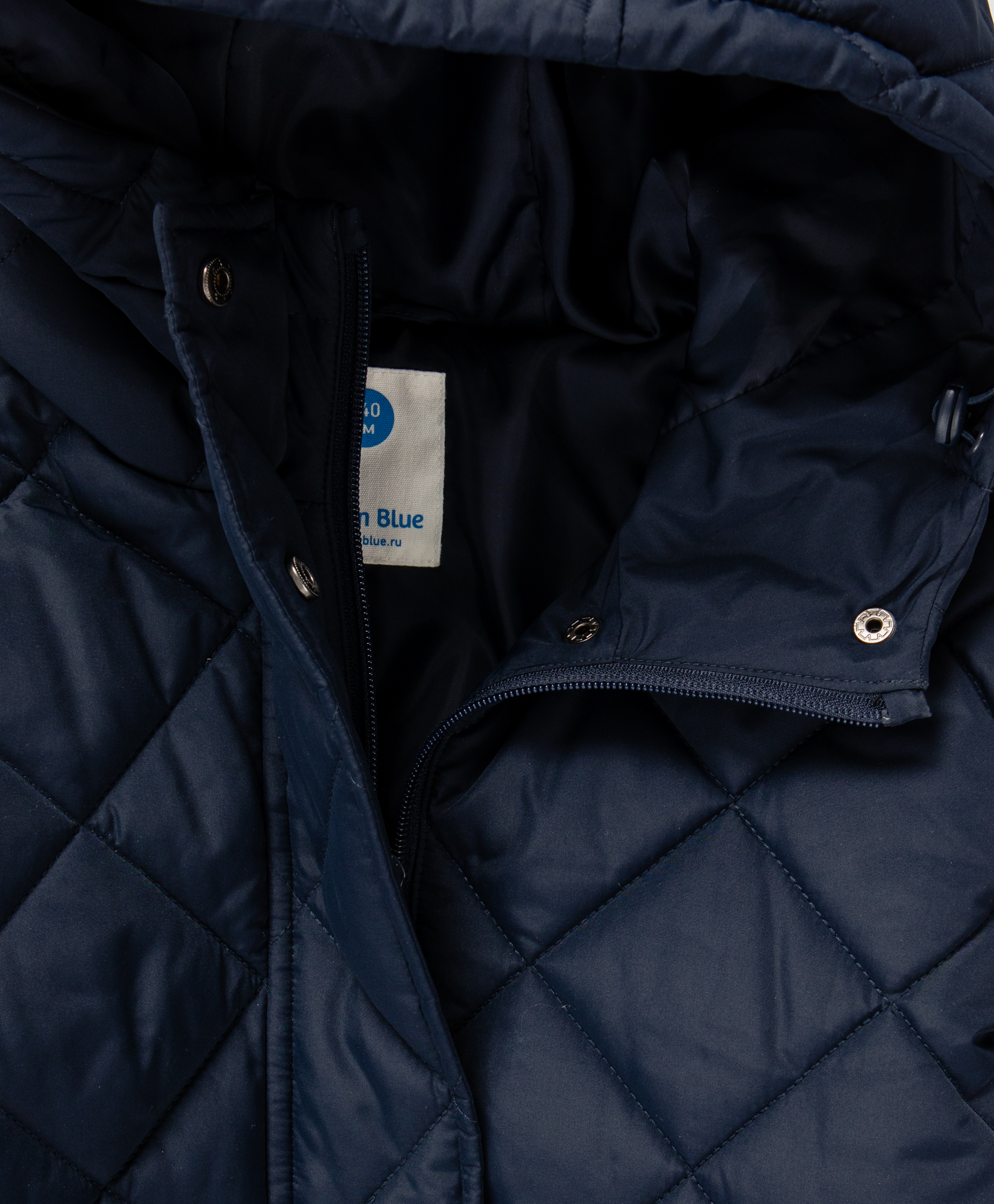 Пальто стеганое с капюшоном демисезонное синее для девочки Button Blue