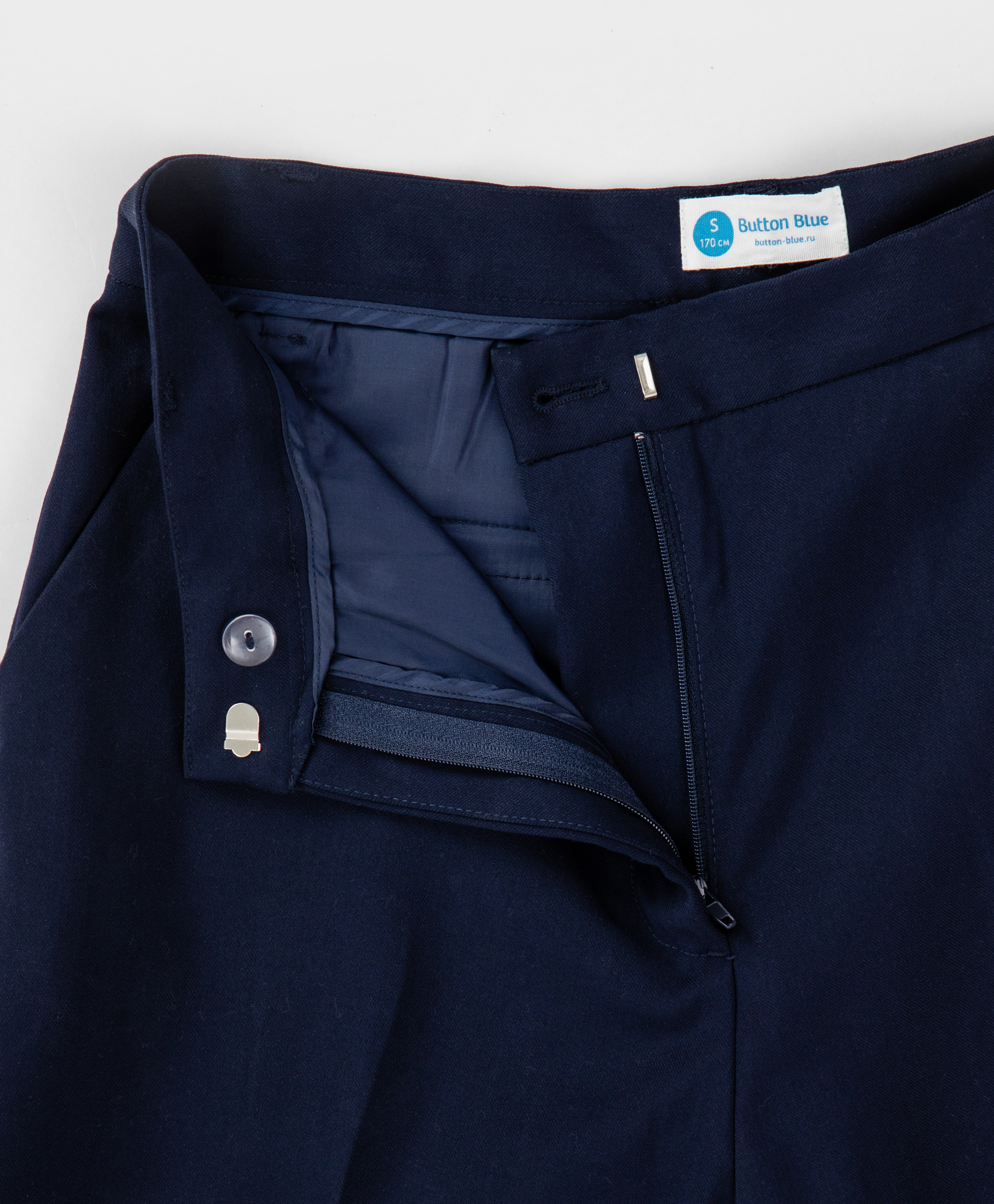 Брюки палаццо с высокой посадкой синие Button Blue