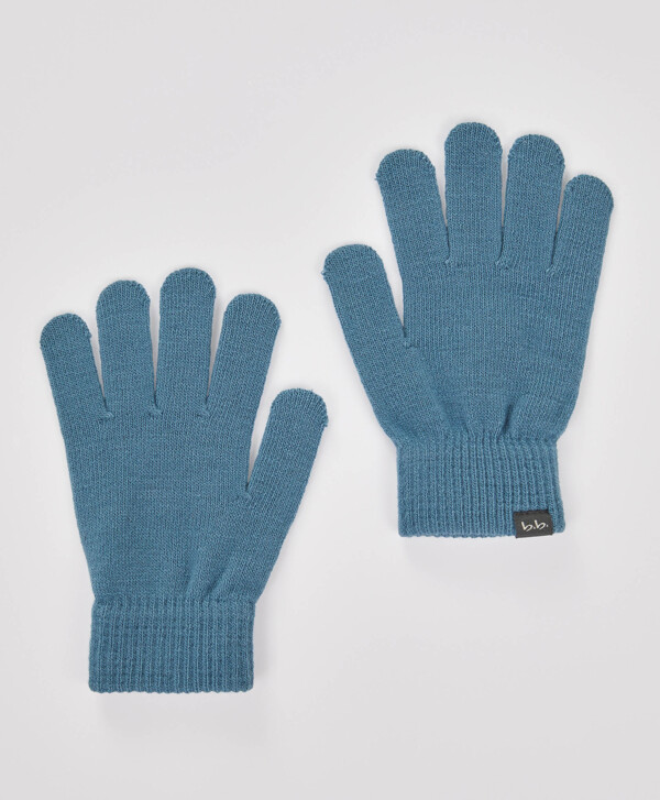 Перчатки вязаные однослойные синие Button Blue