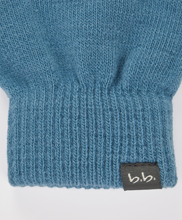 Перчатки вязаные однослойные синие Button Blue