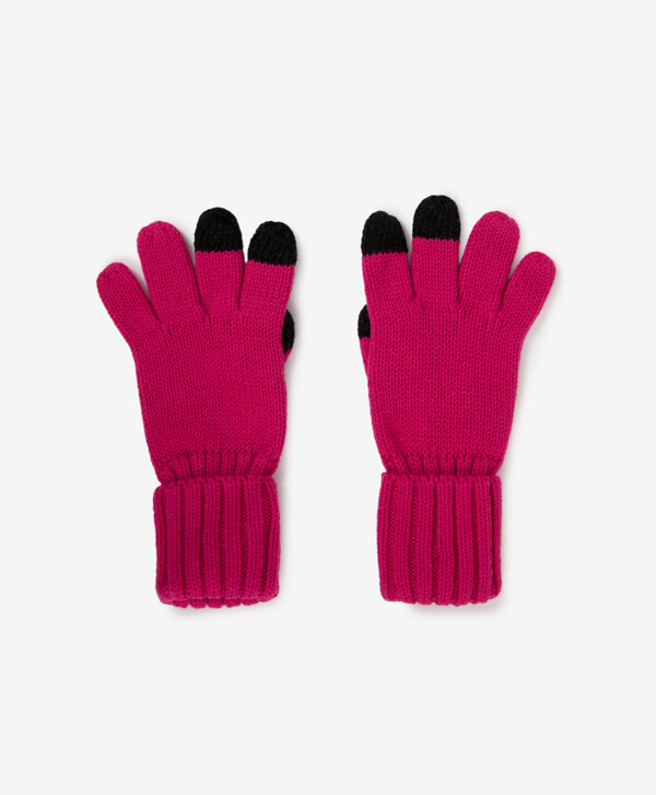 Перчатки вязаные для девочки с сенсорными пальцами розовые Gulliver