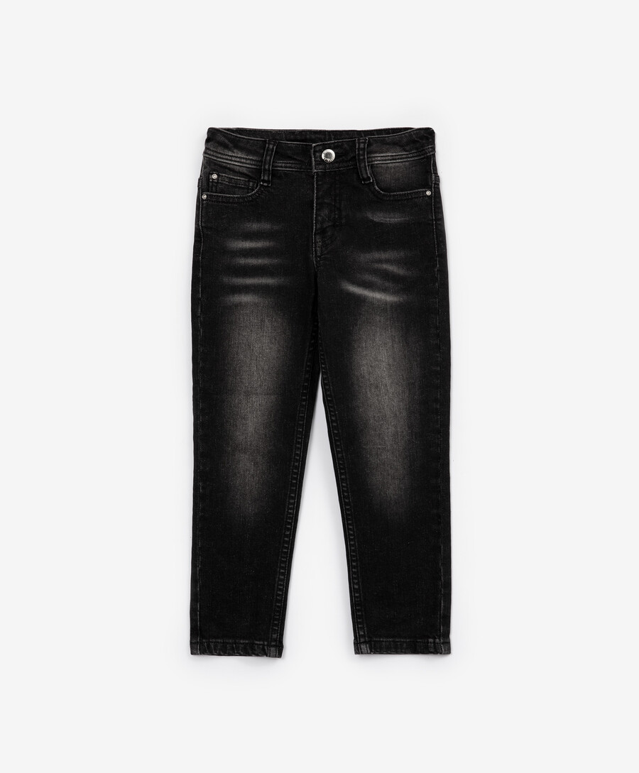 Джинсы для девочки силуэта slim fit с варкой черные Gulliver