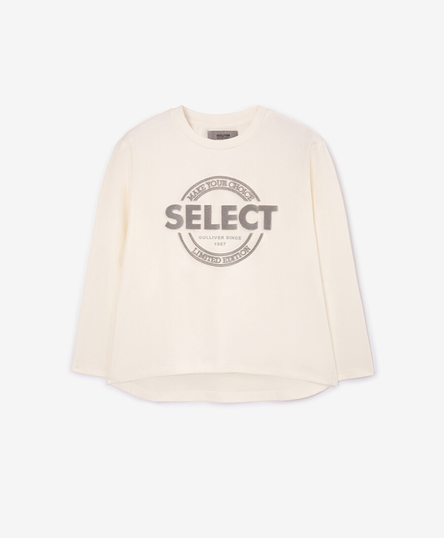 Лонгслив трикотажный с декором молочный для девочки Gulliver Select