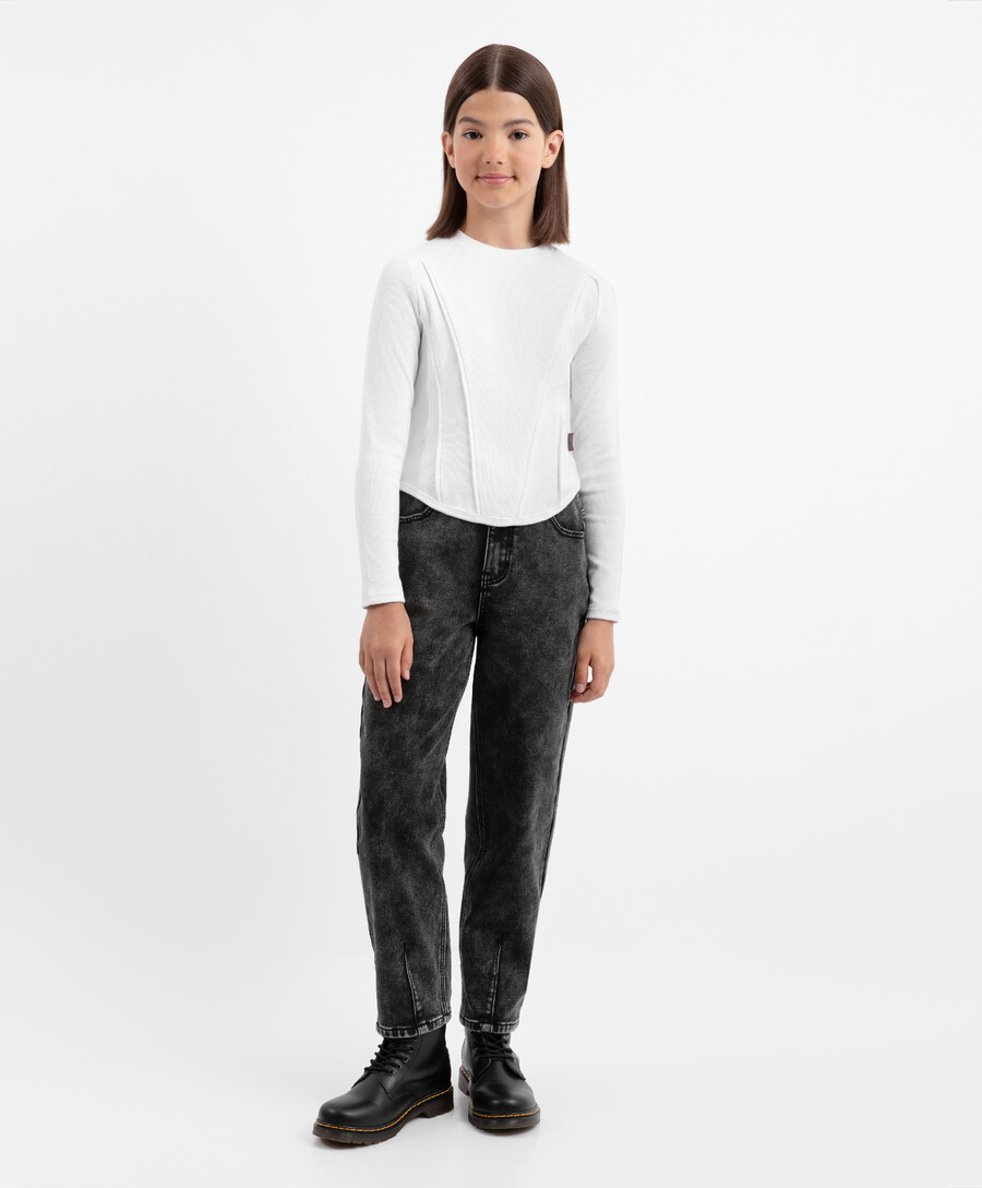 Джинсы Mom fit утеплённые серые для девочки Gulliver
