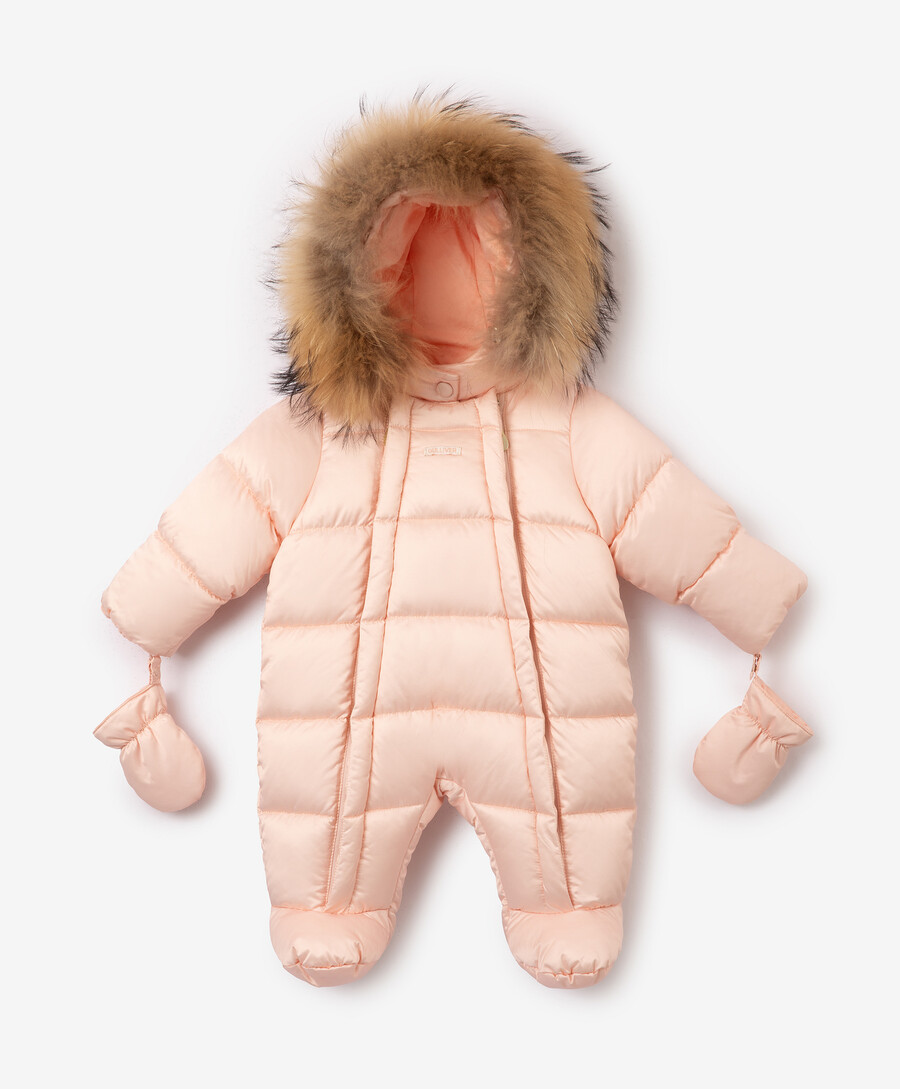 Комбинезон зимний для девочки плащевой розовый Baby Gulliver