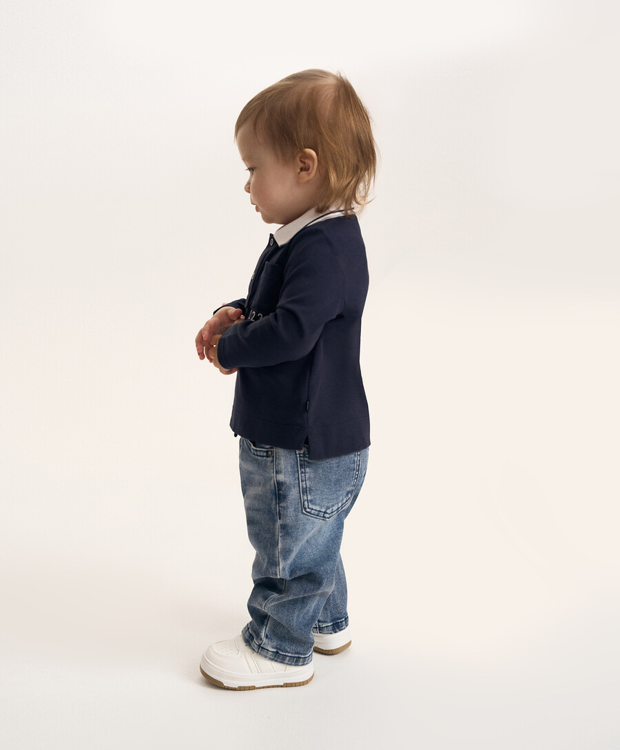 Джинсы для мальчика с поясом на резинке синие Baby Gulliver
